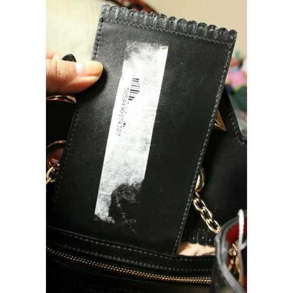 Charlotte Olympia Red Black Polka Dot Kitty Cat Chain Leather Backpack - Picture 11 of 12